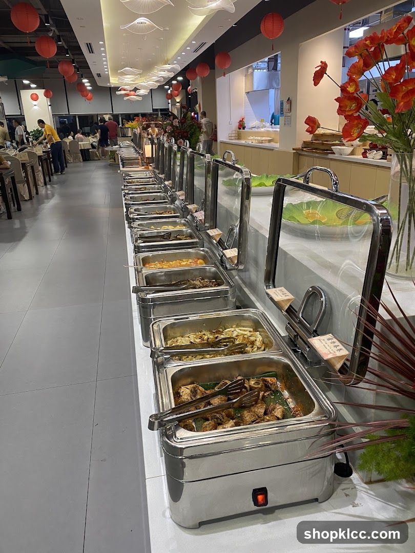 Buffet Line with Various Dishes
