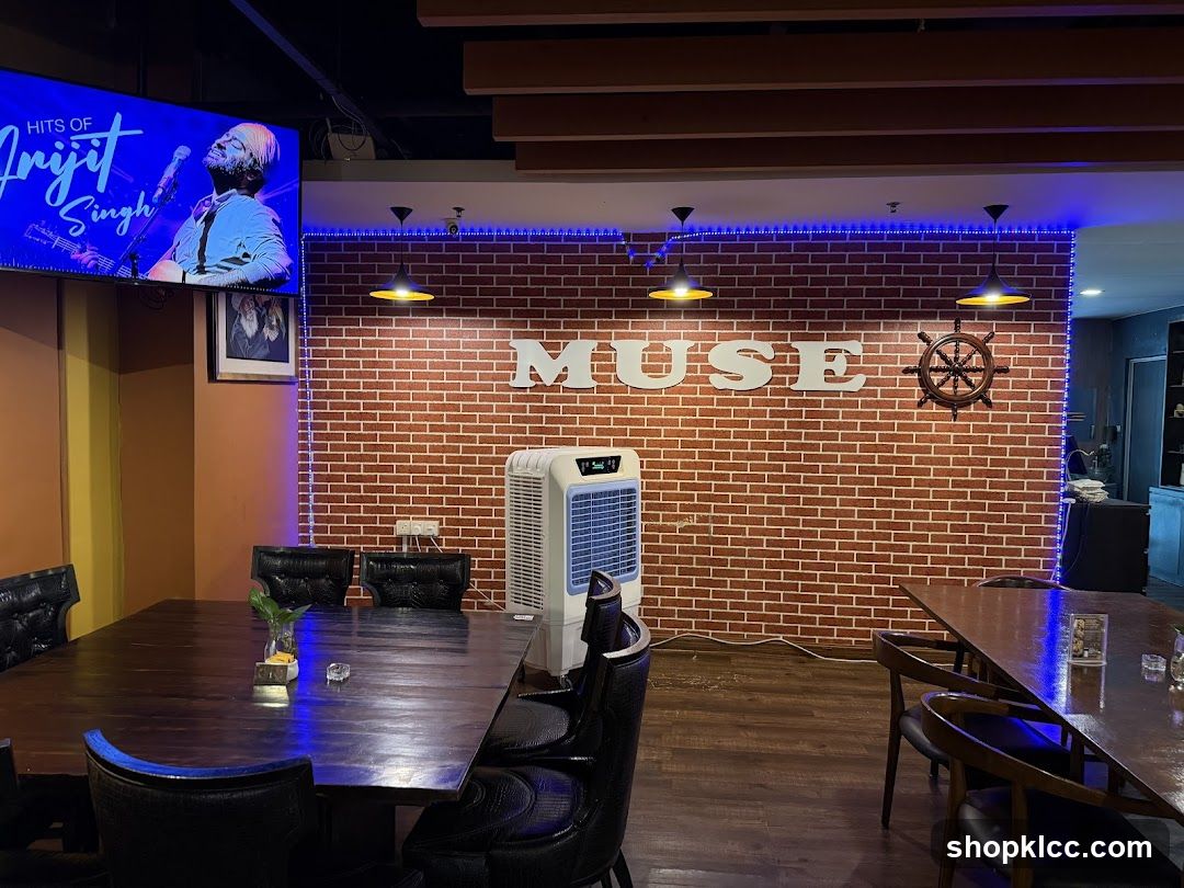 Restaurant Interior with Brick Wall and Seating