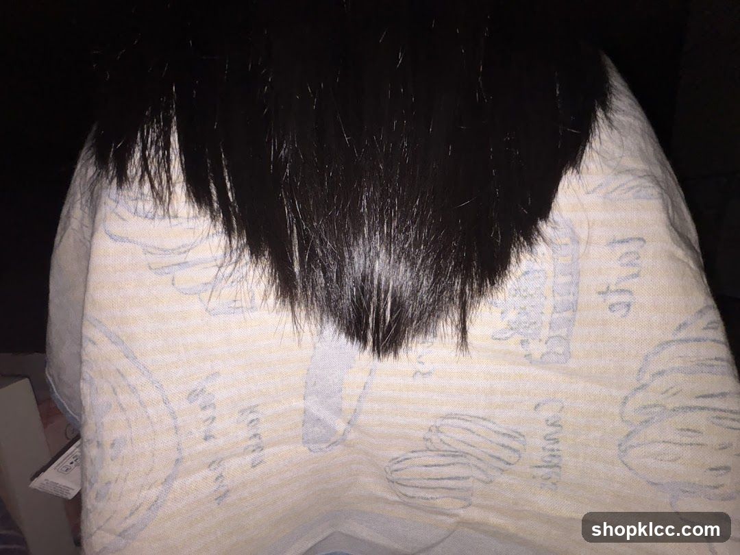 Hair over patterned fabric