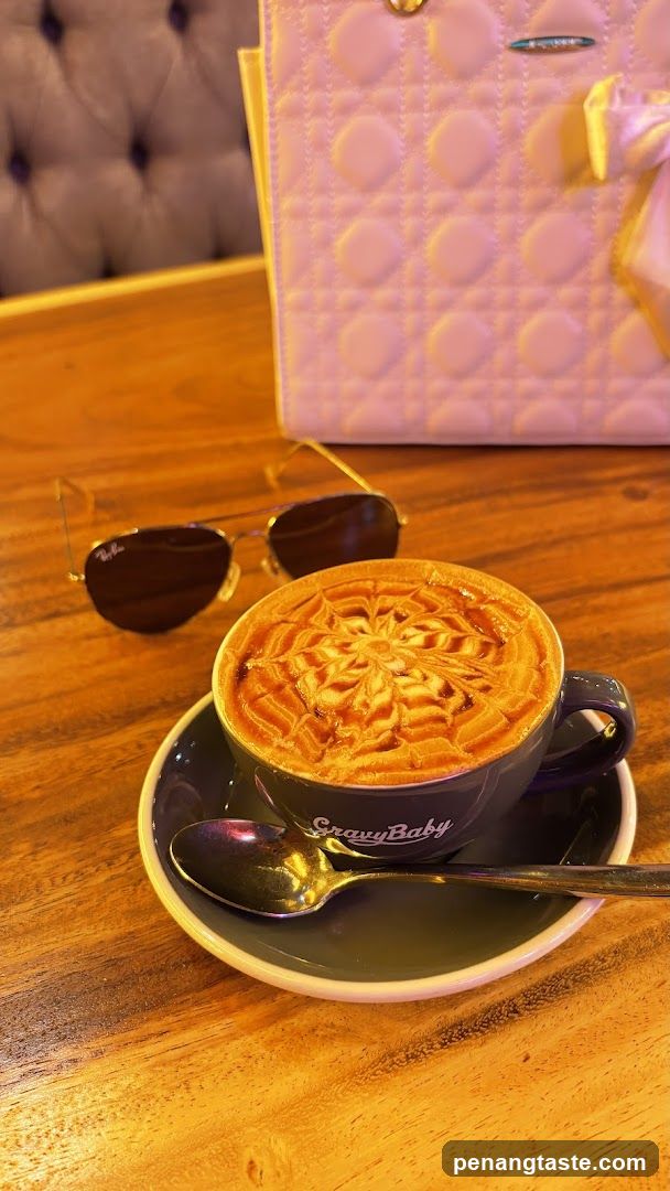 Coffee with latte art and sunglasses