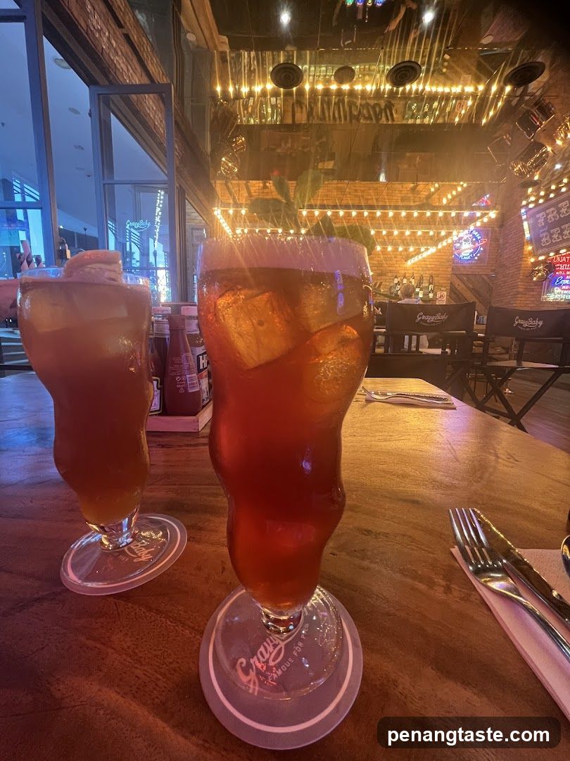Two Iced Drinks on a Table