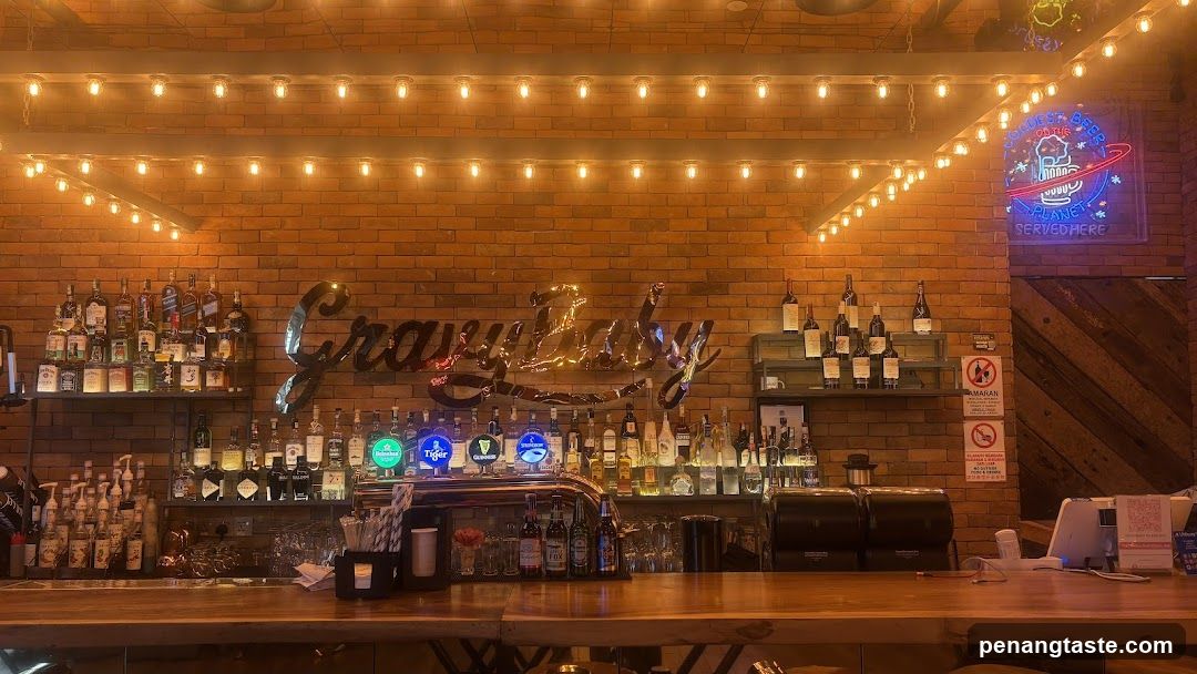 Bar Interior with Bottles and Neon Sign