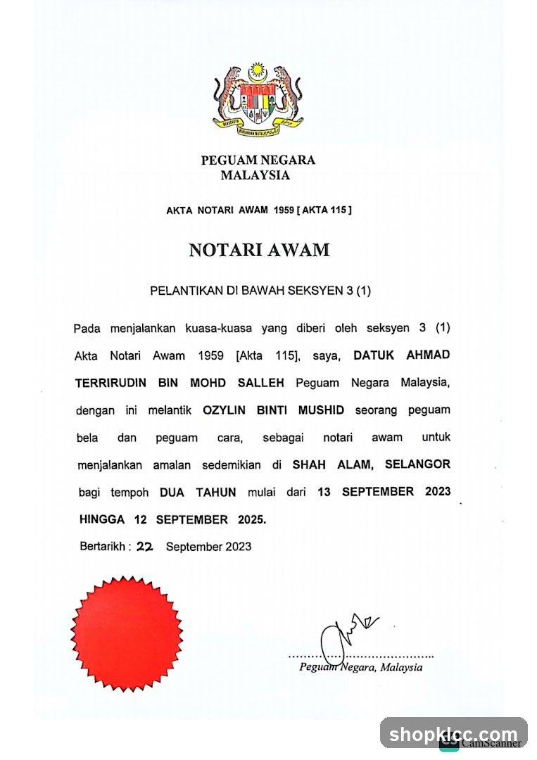 Appointment of Notary Public
