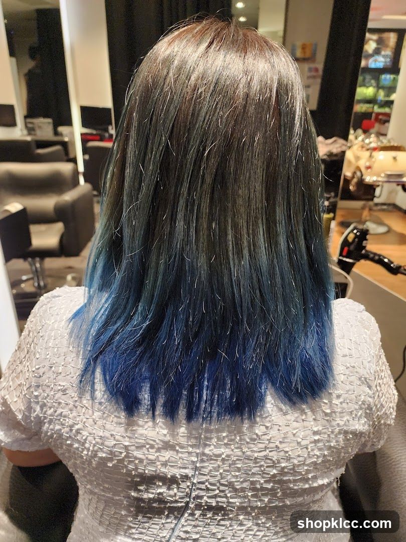 Woman with blue ombre hair