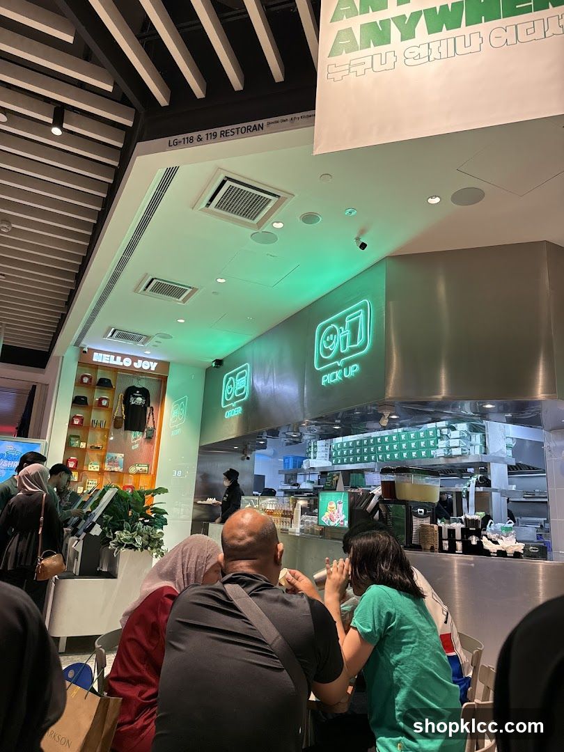 Restaurant Interior with Neon Signs
