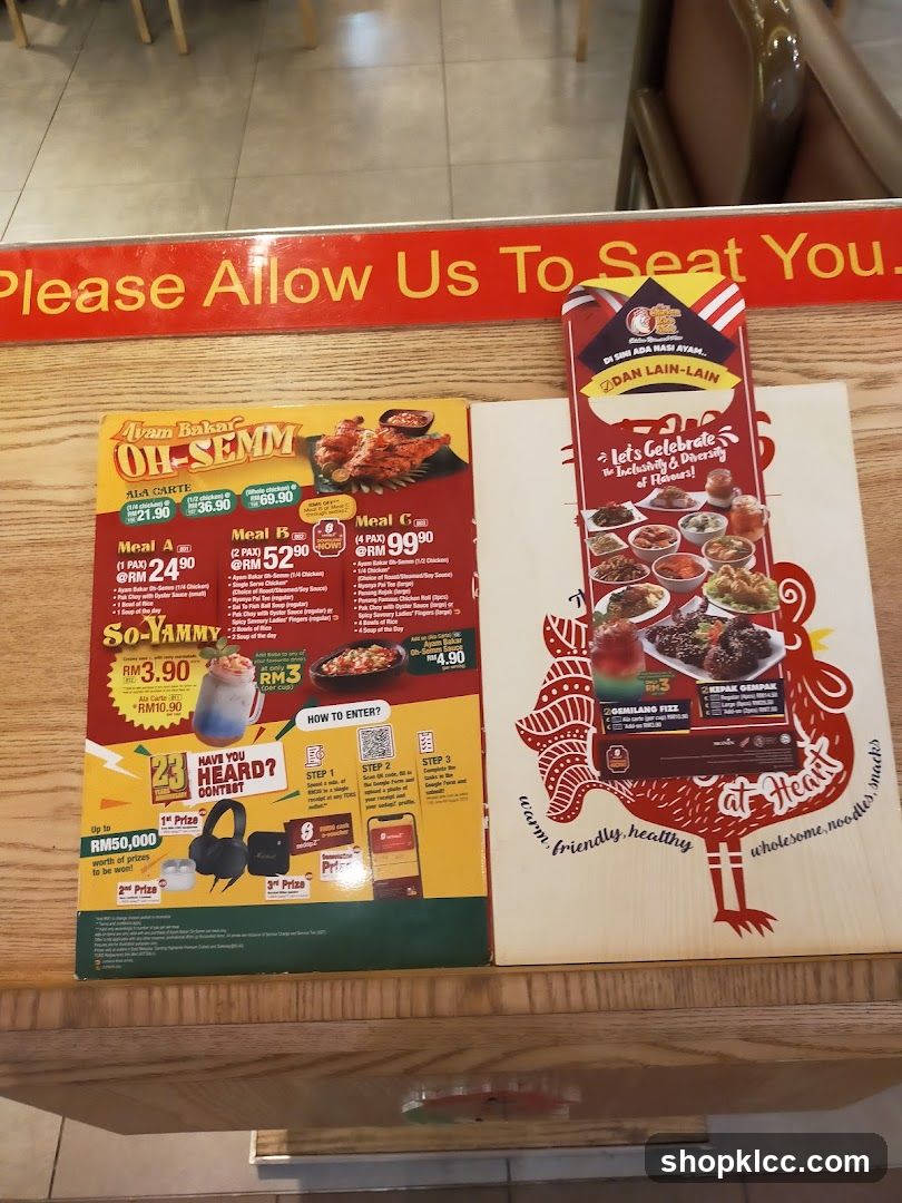 Ayam Bakar OH-SEMM Menu