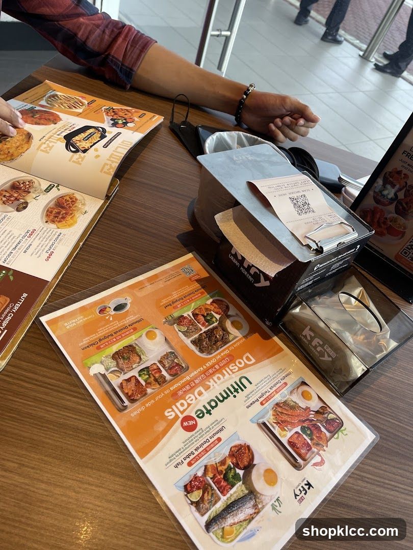 Table with Menus and Receipt