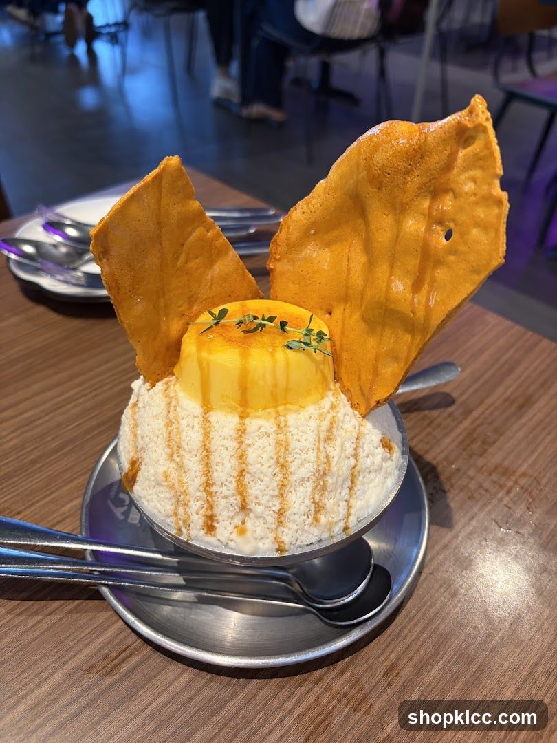 Dessert with Honeycomb and Caramel Drizzle