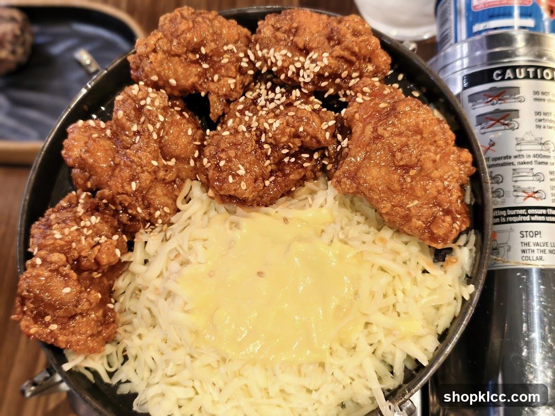 Fried Chicken with Cheese and Rice