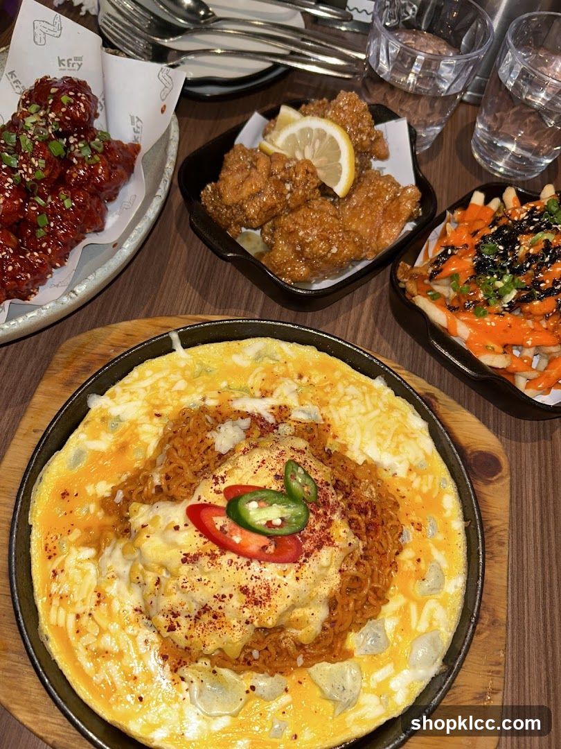 Korean Fried Chicken and Cheesy Noodles