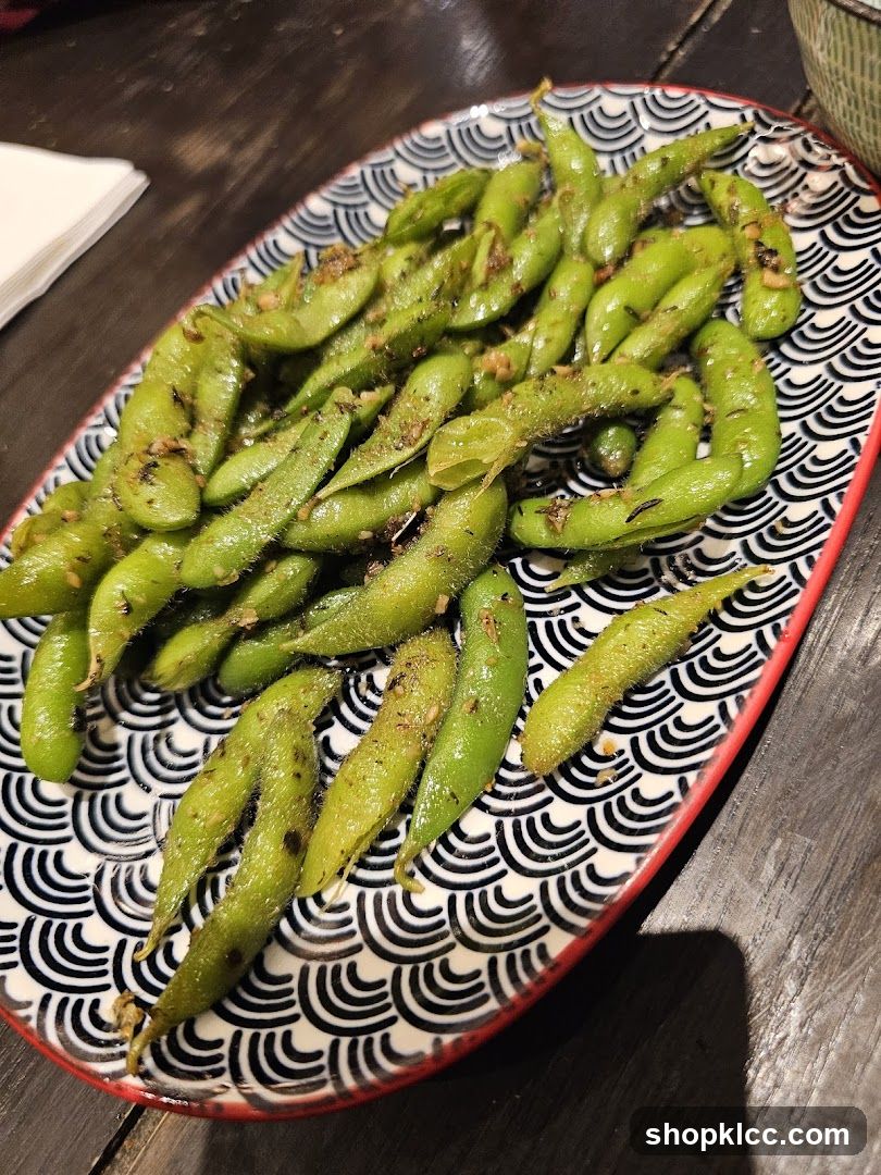 Seasoned Edamame on a Decorative Plate
