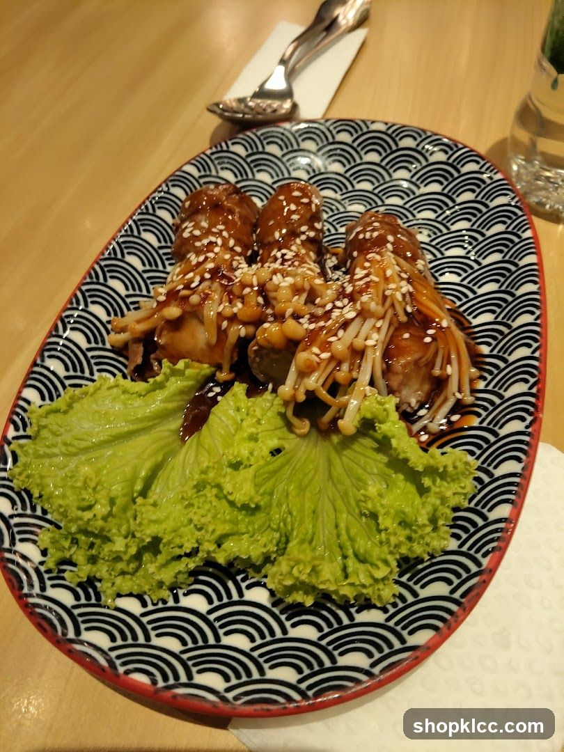 Enoki Mushroom Wrapped Appetizer