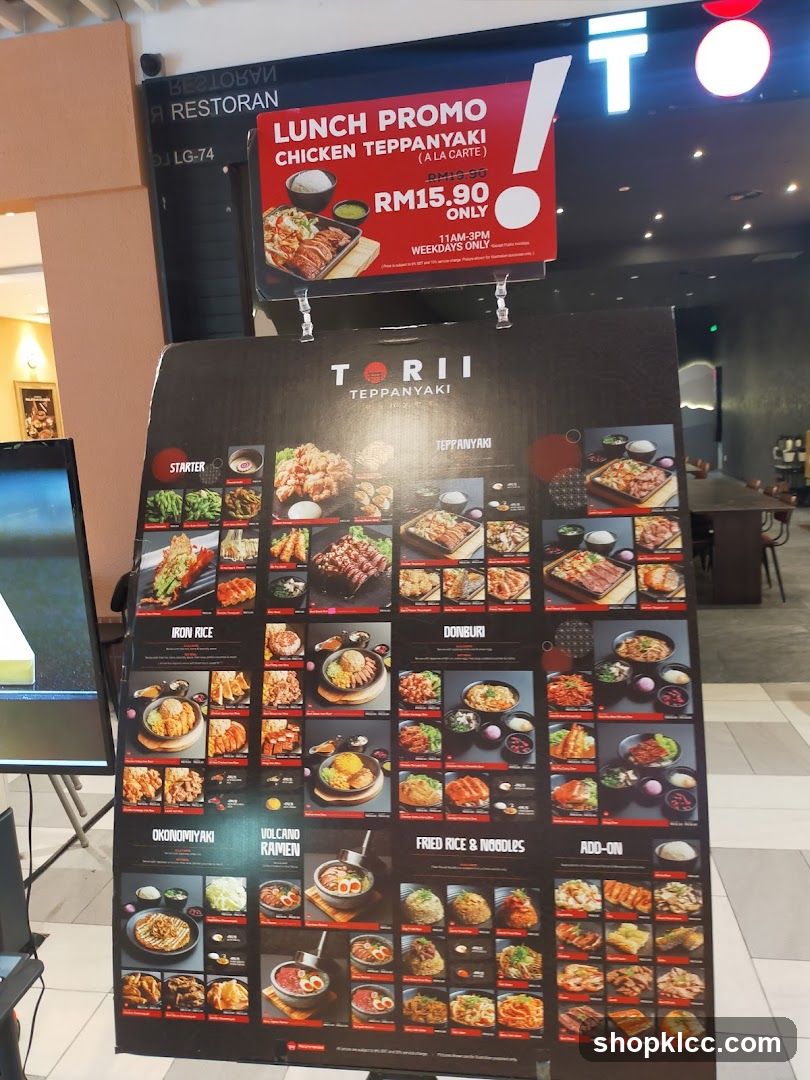 Torii Teppanyaki Menu