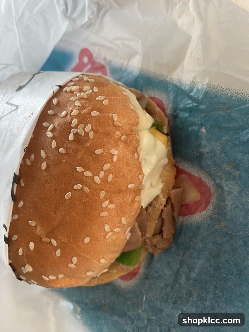 Burger in wrapper