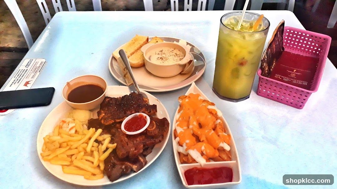 Steak Dinner with Fries and Soup