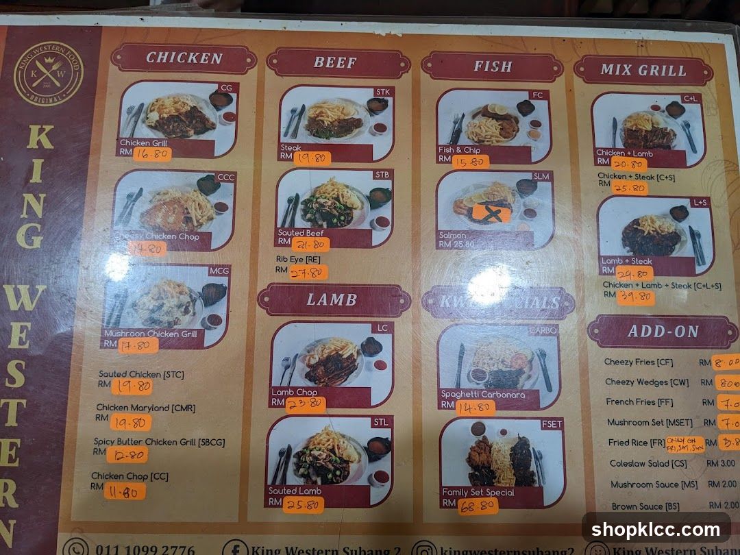King Western Food Menu