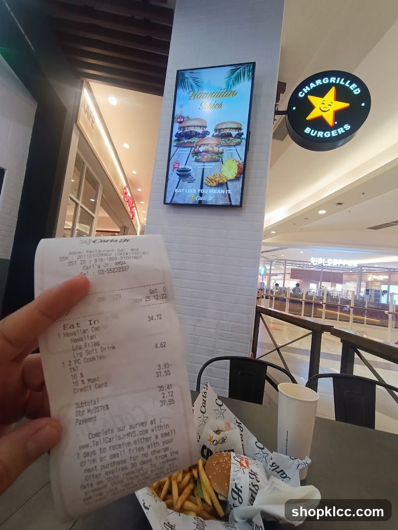 Carl's Jr. Meal and Receipt