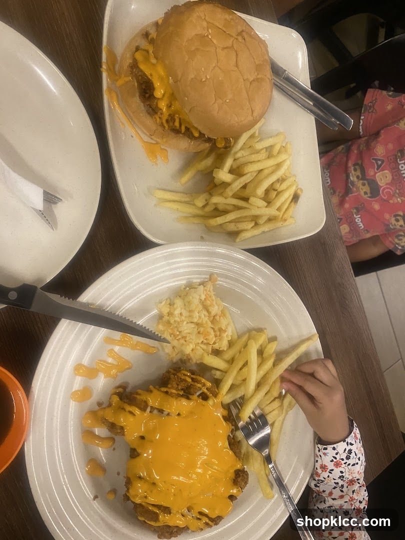 Cheesy Burger and Chicken Meal