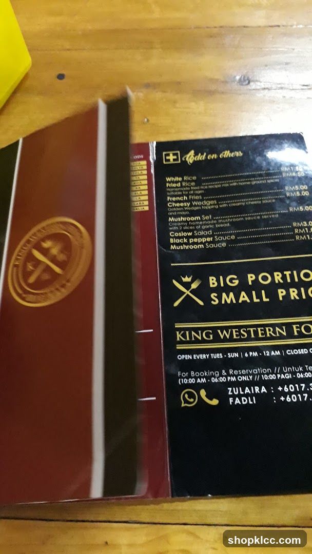 King Western Food Menu