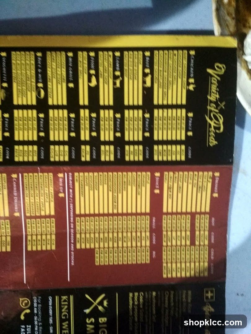 Variety of Feeds Menu