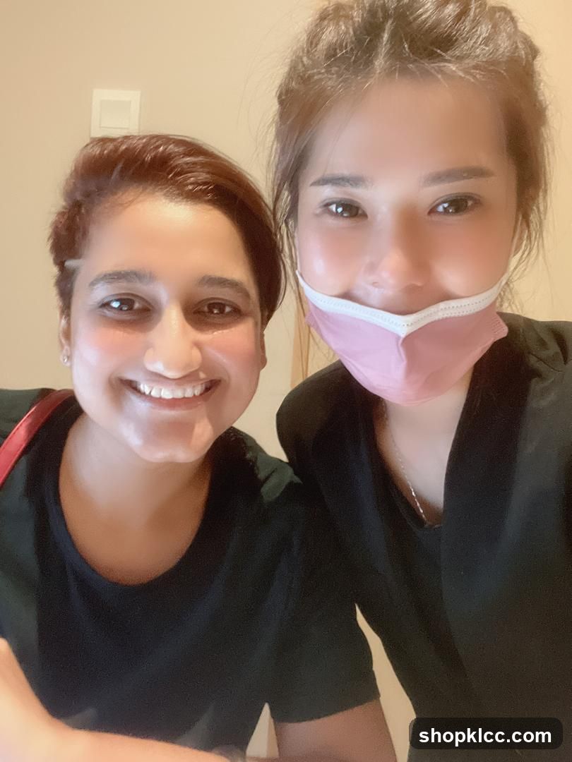 Two women smiling