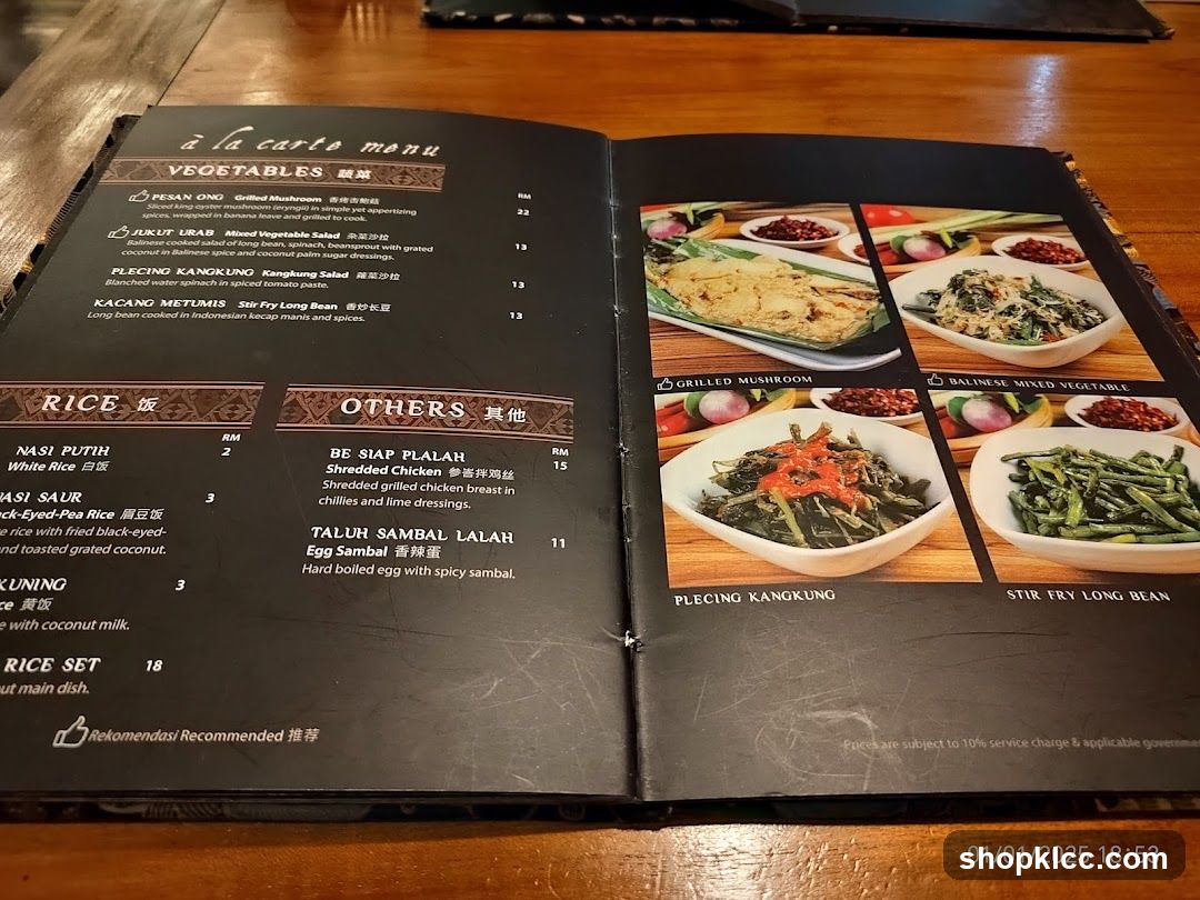 A La Carte Menu
