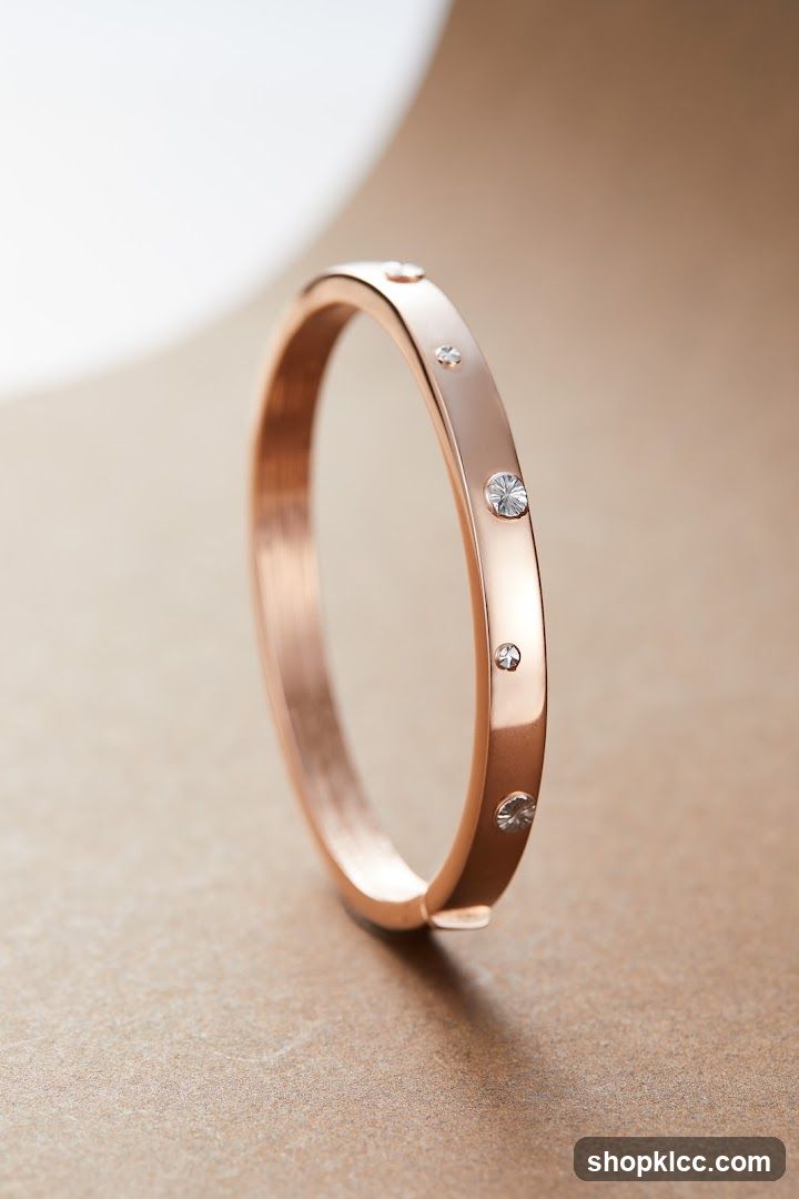 Rose Gold Bangle with Crystals