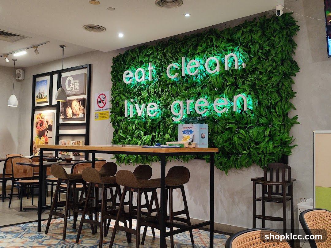 Restaurant Interior with Green Wall