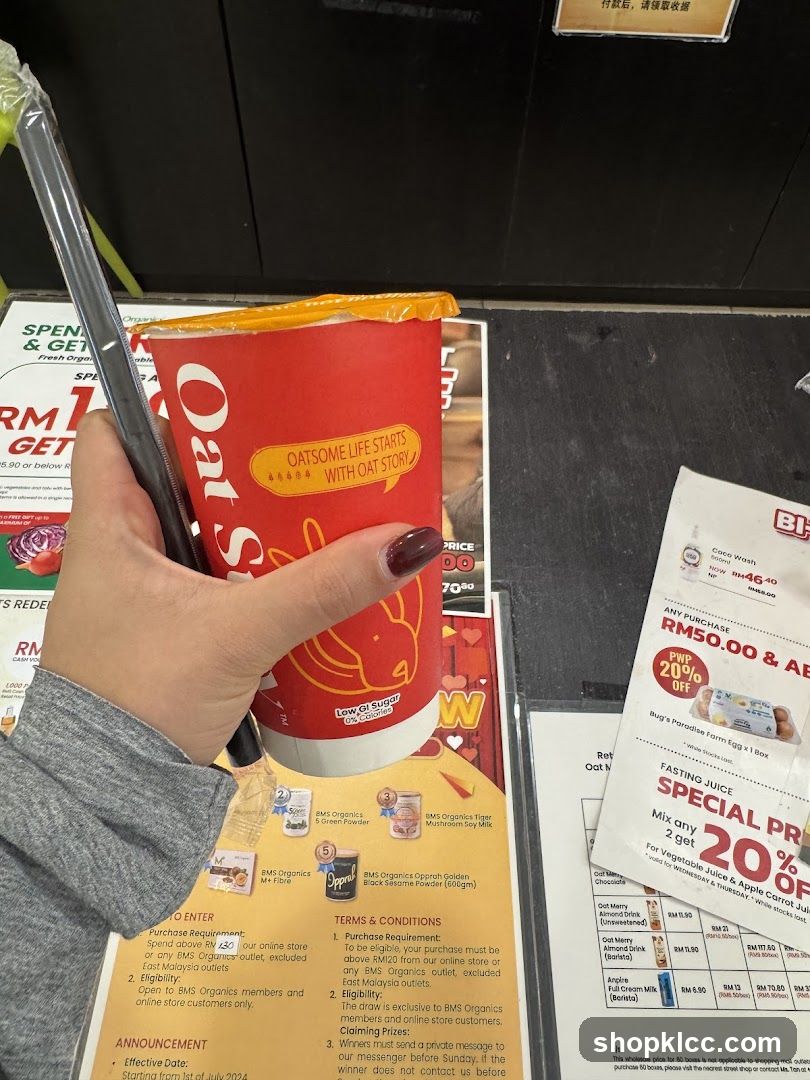 Oat Drink Cup and Promotional Flyers