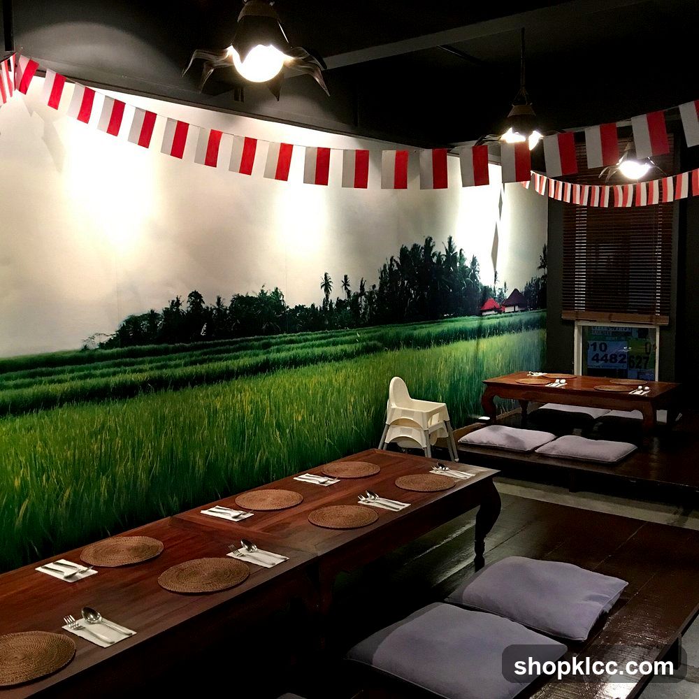 Restaurant Interior with Rice Paddy Mural