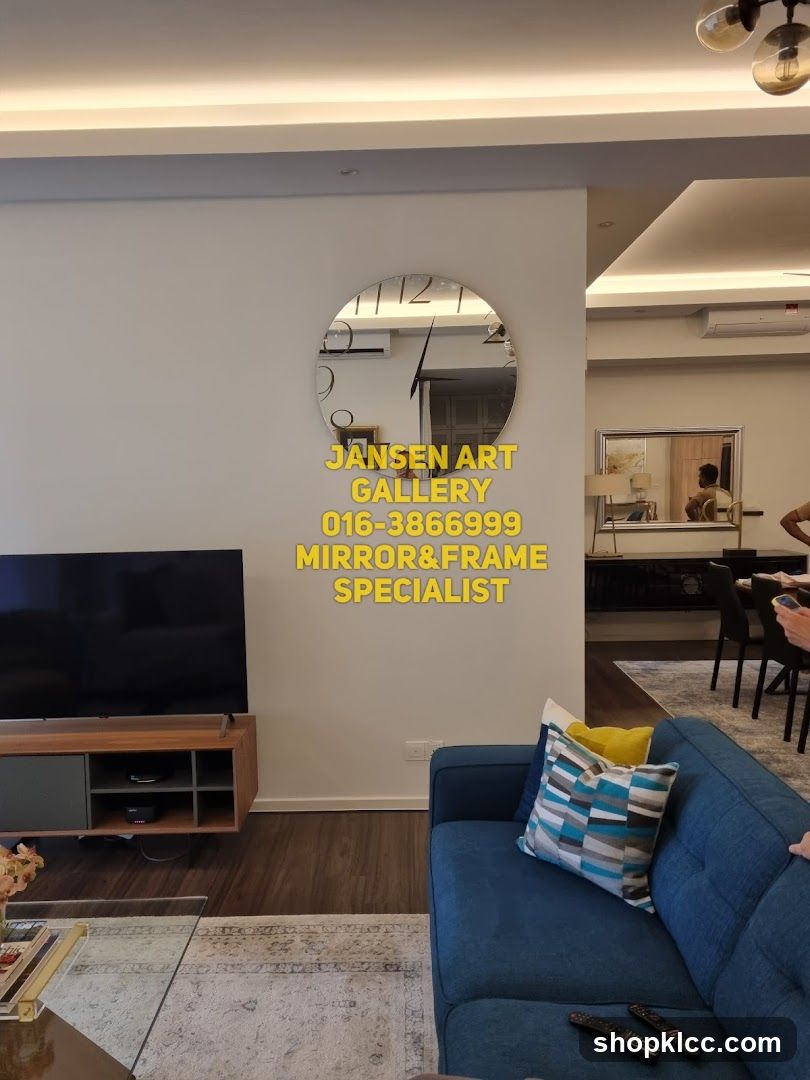 Living Room Interior with Mirror Advertisement