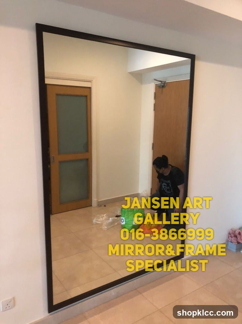 Mirror Installation Scene with Business Ad Overlay