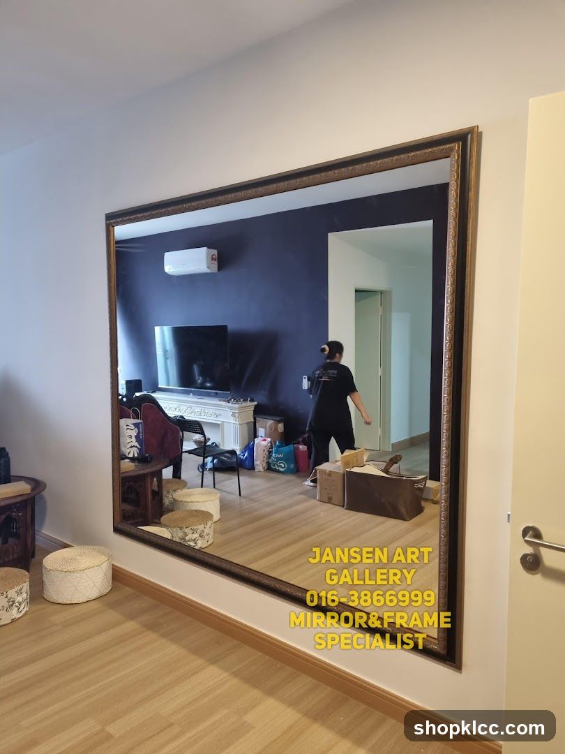 Living Room Interior with Large Mirror Reflection