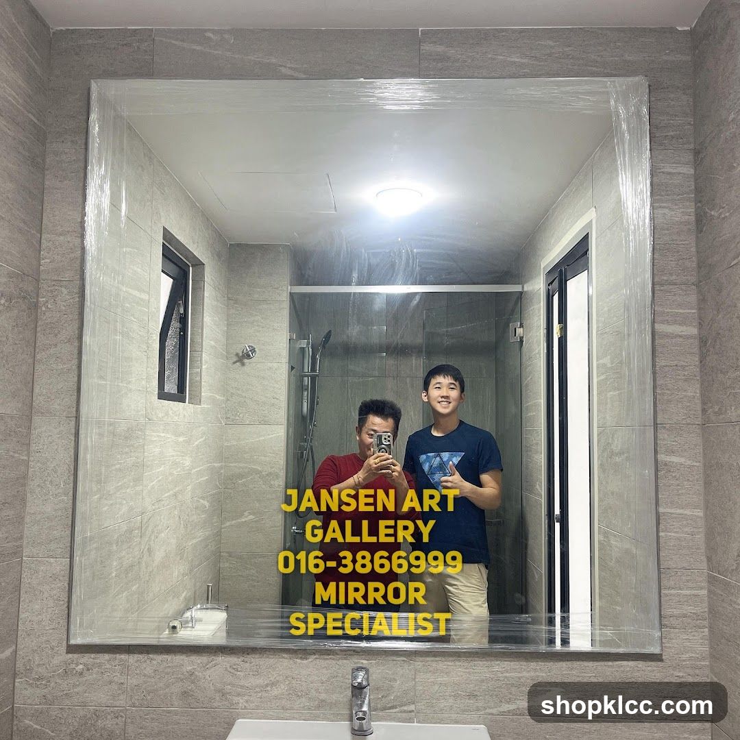 Bathroom Mirror Reflection with Ad Overlay