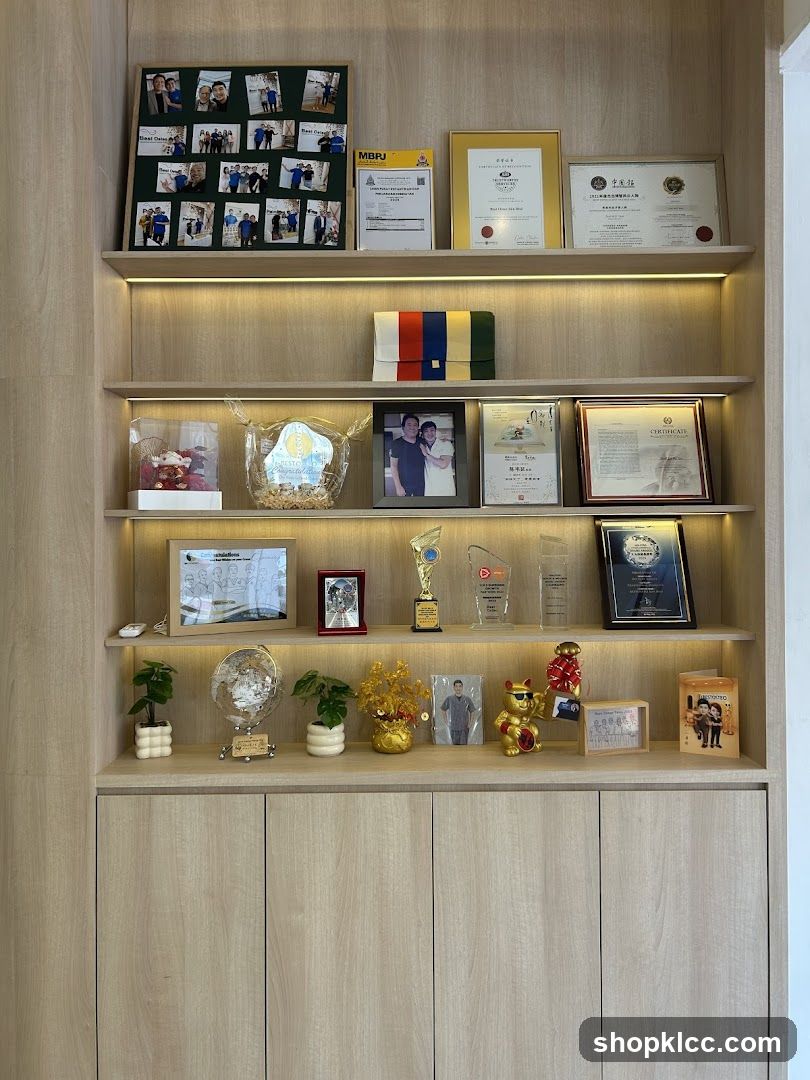 Display Shelf with Awards and Certificates