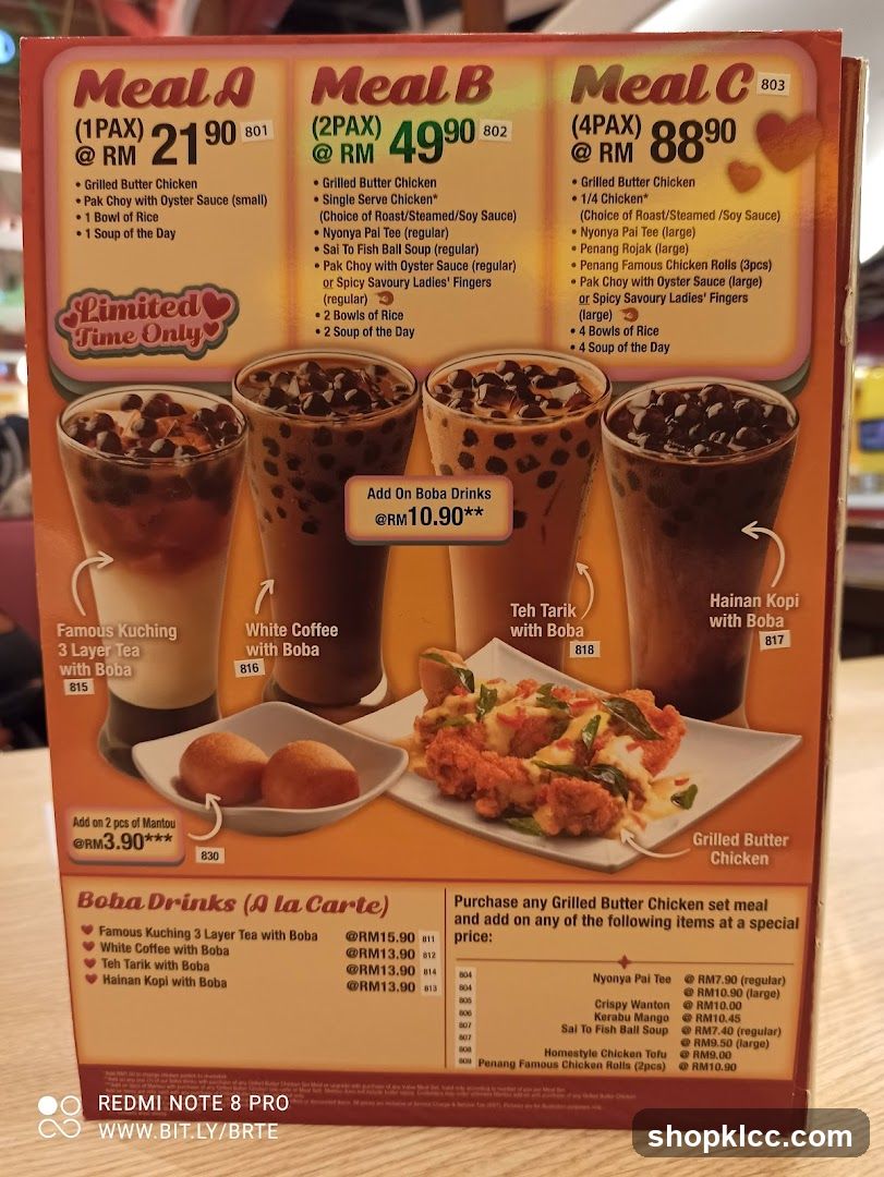 Meal Deals and Boba Drinks