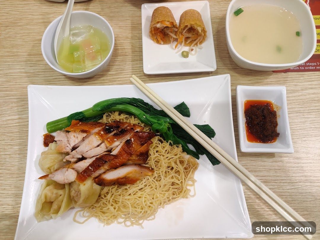 Roasted Chicken Noodles with Wontons