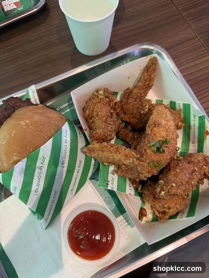 Fried Chicken Wings and Burger