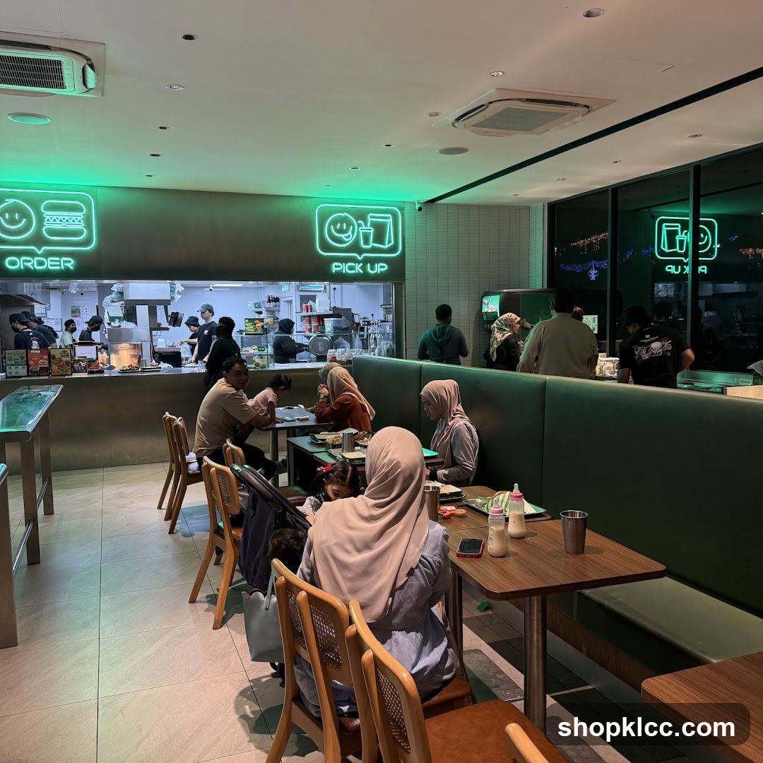 Restaurant Interior with Neon Signs