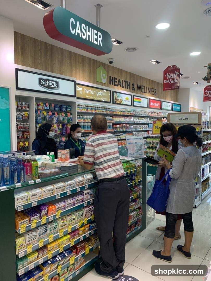 Pharmacy Interior with Cashier and Health Products