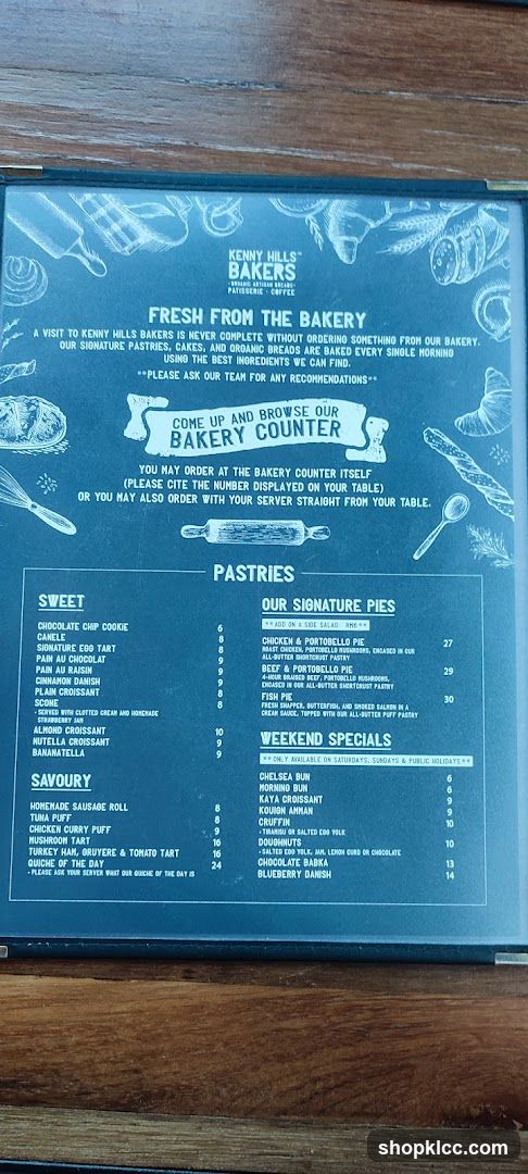 Kenny Hills Bakers Menu