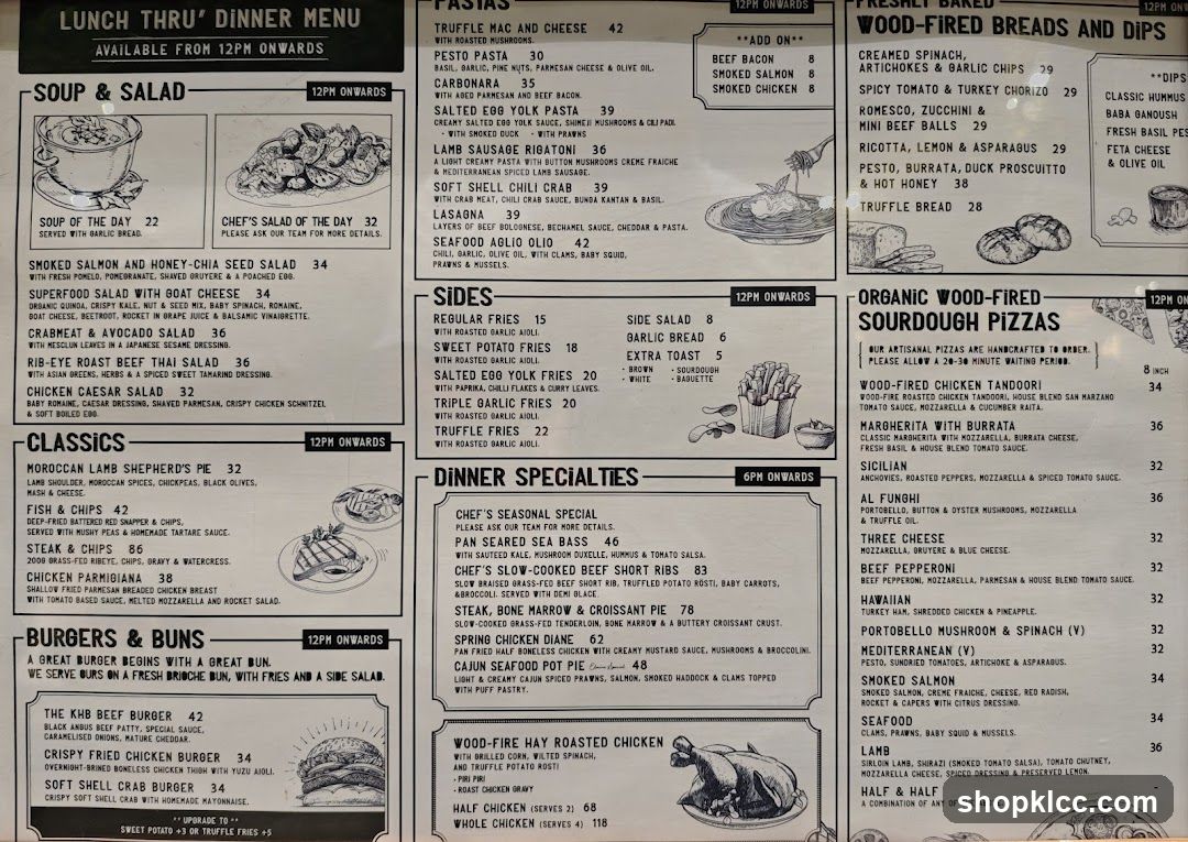 Lunch Thru' Dinner Menu