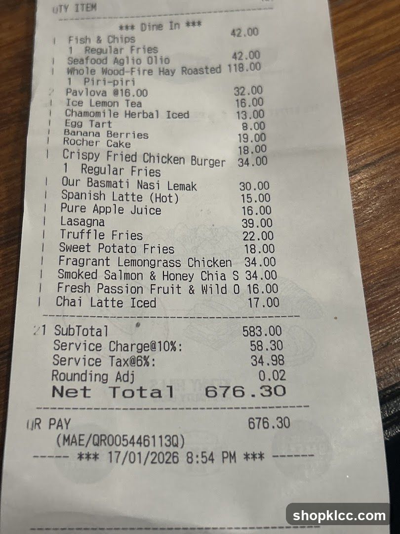 Dine In Receipt