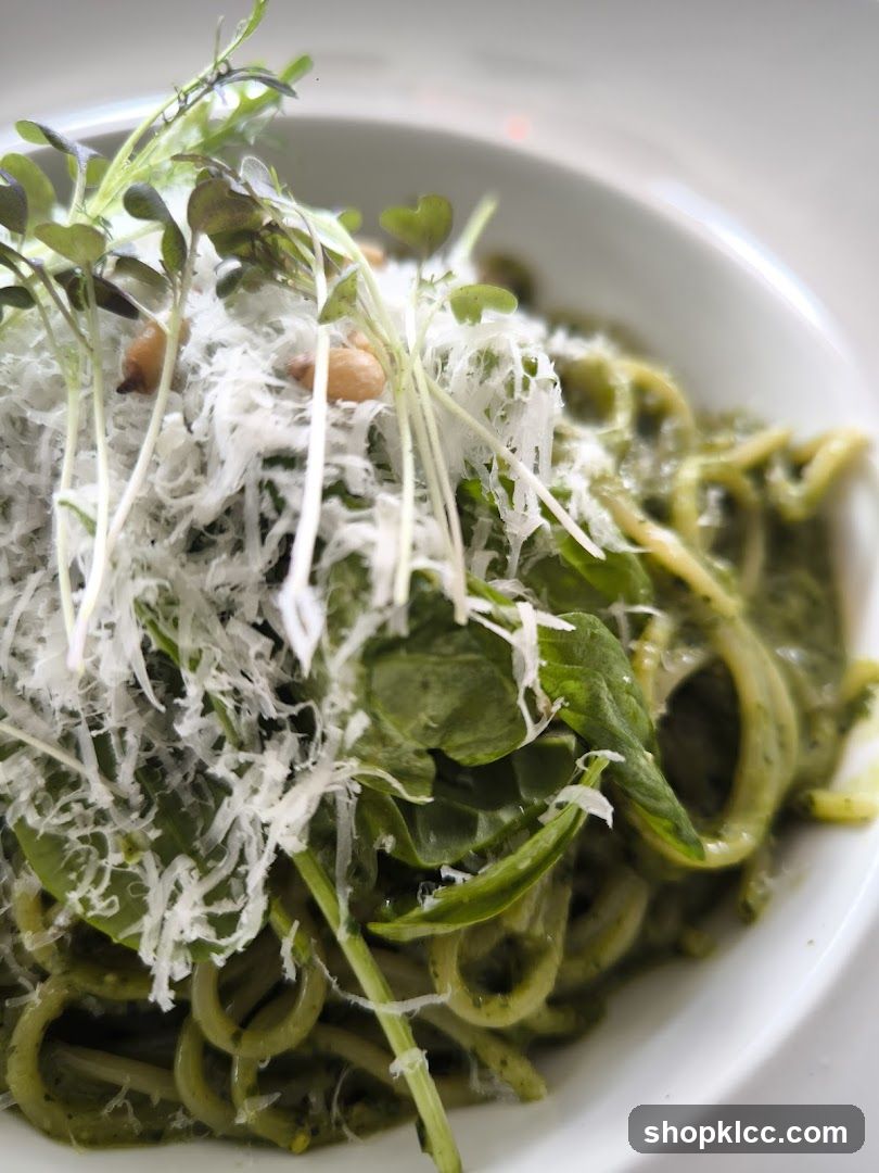 Pasta with Pesto and Microgreens