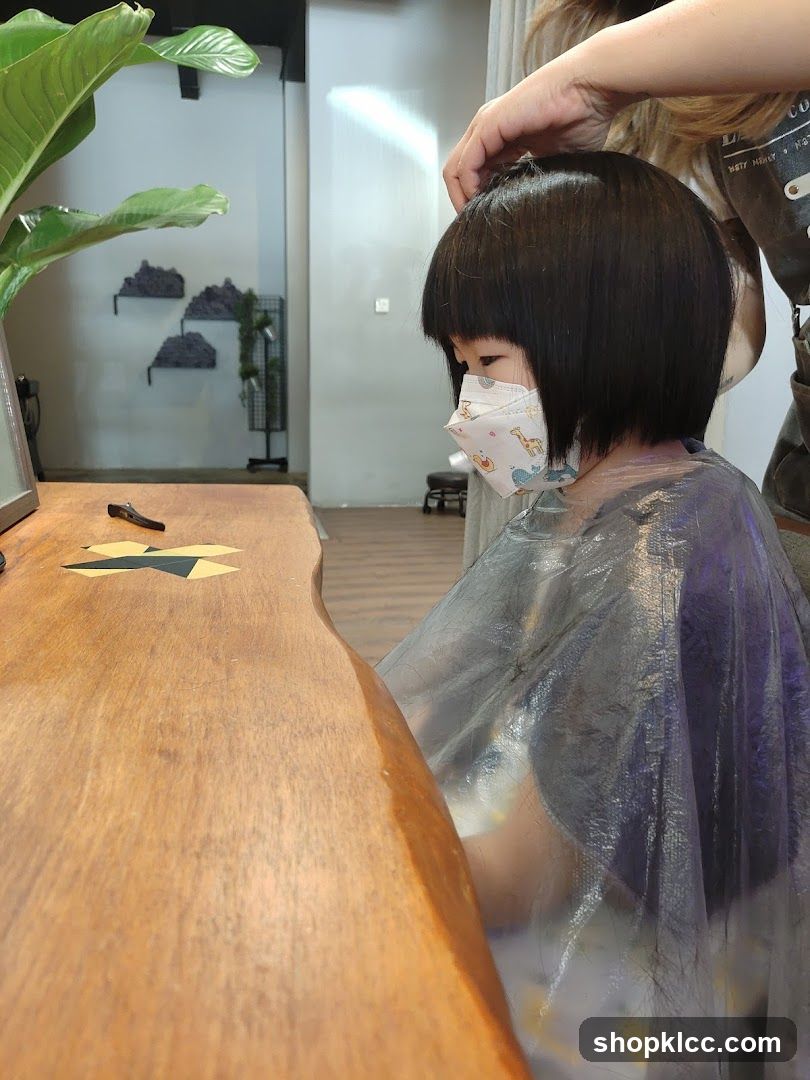 Child getting a haircut