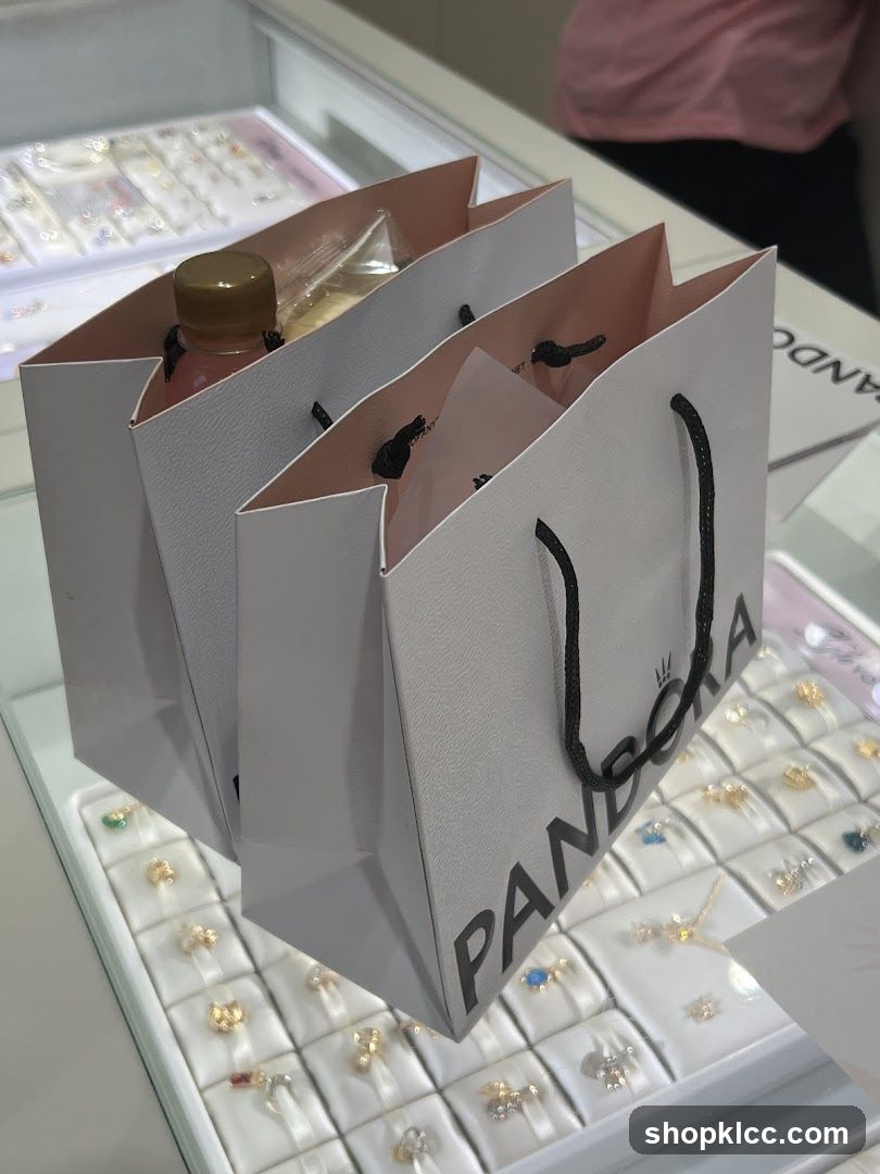 Pandora Shopping Bags and Jewelry Display