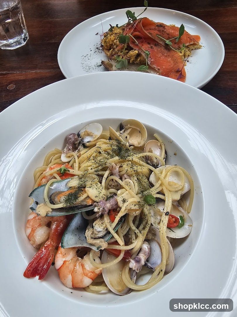 Seafood Pasta and Smoked Salmon Dish