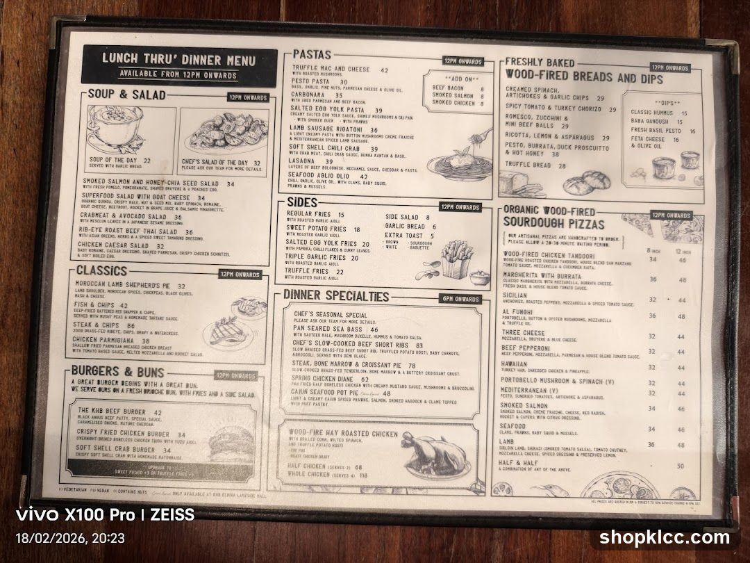 LUNCH THRU' DINNER MENU