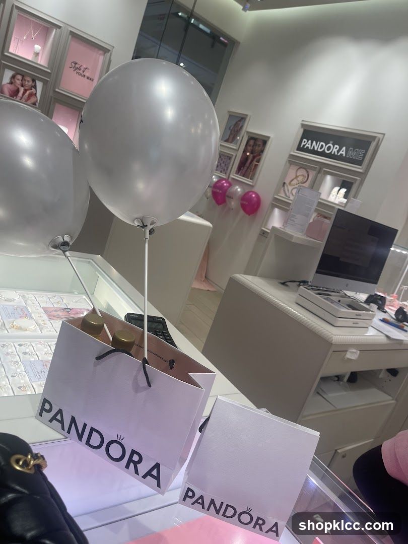 Pandora Store Interior with Balloons and Shopping Bags