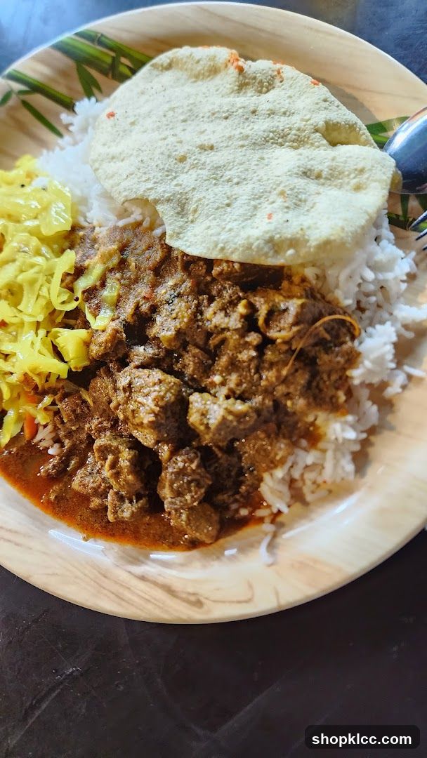 Plate of Rice with Curry and Papadam